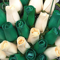 Saint Patrick's Day Green and White Wooden Rose Flower Bouquet - The Original Wooden Rose