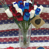 Primitive Patriotic Wooden Rose Flower Bouquet - The Original Wooden Rose