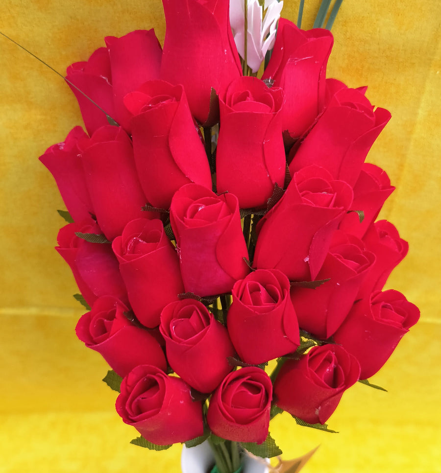 All Red Wooden Rose Flower Bouquet - The Original Wooden Rose