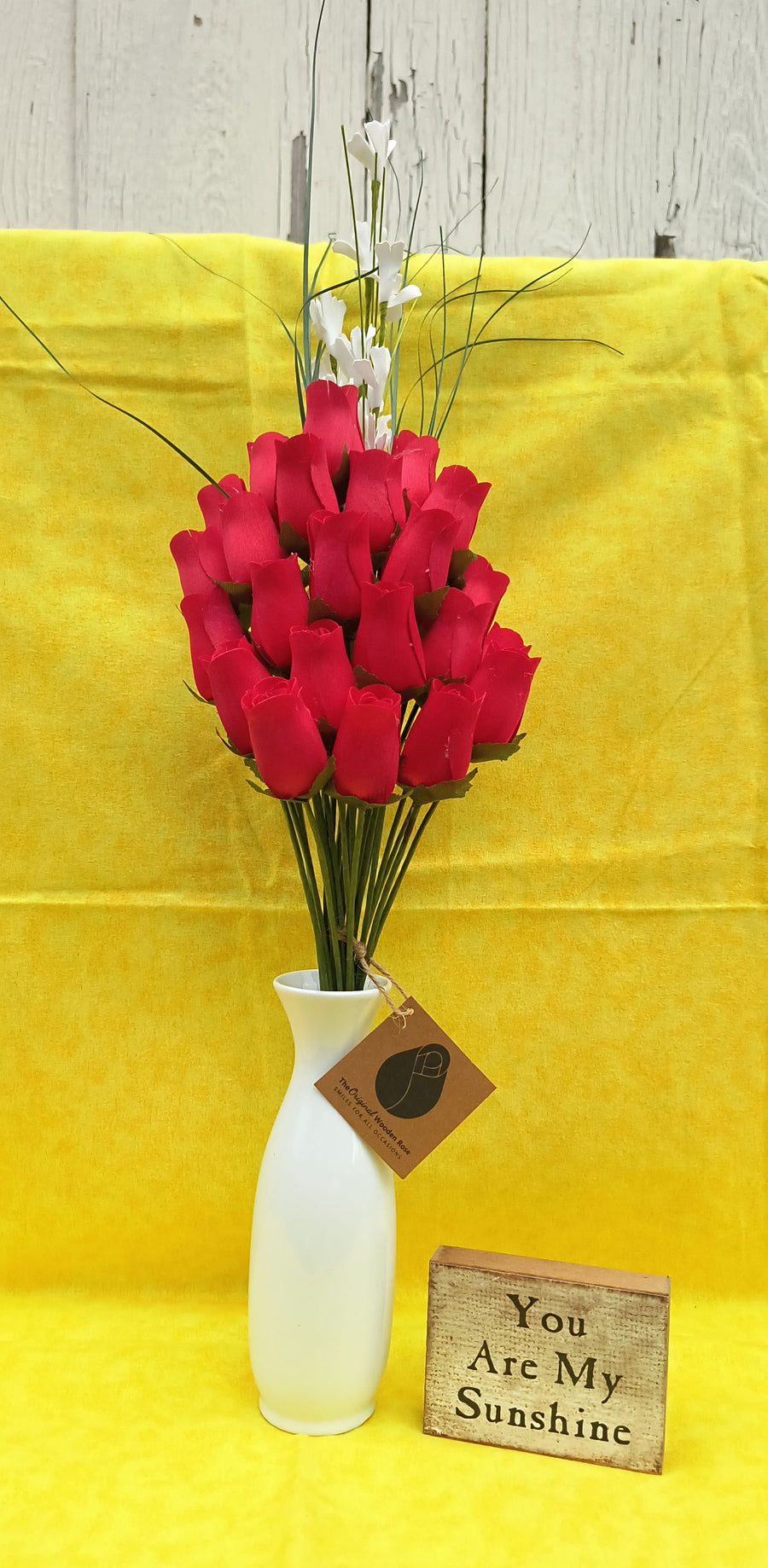 All Red Wooden Rose Flower Bouquet - The Original Wooden Rose