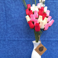 Valentines Day Red, Pink and White Wooden Rose Flower Bouquet - The Original Wooden Rose