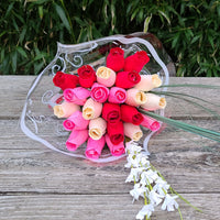 Valentines Day Red, Pink and White Wooden Rose Flower Bouquet - The Original Wooden Rose