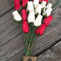 Valentines Day Red and White Wooden Rose Flower Bouquet - The Original Wooden Rose