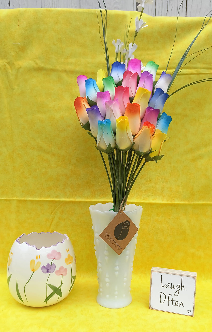 Spring Easter Wooden Rose Flower Bouquet - The Original Wooden Rose