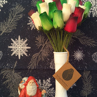 Primitive Christmas Wooden Rose Flower Bouquet - The Original Wooden Rose