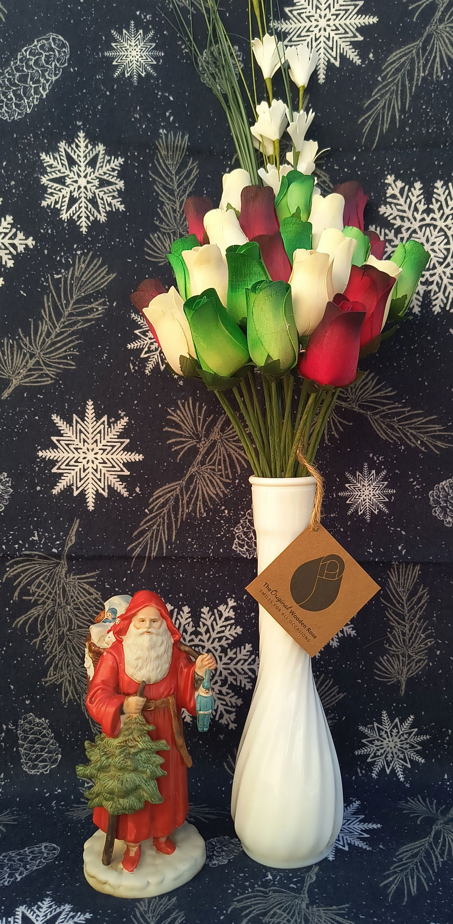 Primitive Christmas Wooden Rose Flower Bouquet - The Original Wooden Rose