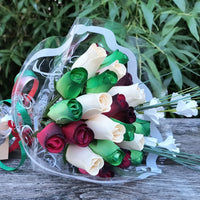 Primitive Christmas Wooden Rose Flower Bouquet - The Original Wooden Rose