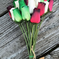 Primitive Christmas Wooden Rose Flower Bouquet - The Original Wooden Rose