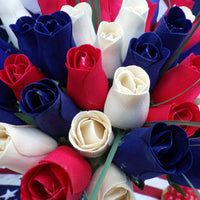 Patriotic Holiday Flowers RED, WHITE, and BLUE - The Original Wooden Rose