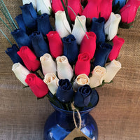 Patriotic Holiday Flowers RED, WHITE, and BLUE - The Original Wooden Rose