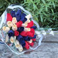 Patriotic Holiday Flowers RED, WHITE, and BLUE - The Original Wooden Rose