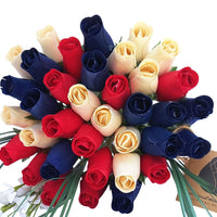 Patriotic Holiday Flowers RED, WHITE, and BLUE - The Original Wooden Rose