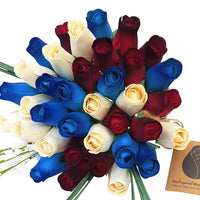 Primitive Patriotic Wooden Rose Flower Bouquet - The Original Wooden Rose