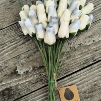 25 Year Anniversary Silver and White Wooden Rose Flower Bouquet - The Original Wooden Rose