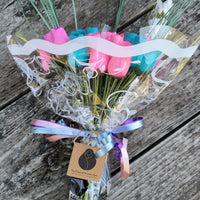 3 Color Spring Wooden Rose Flower Bouquet - The Original Wooden Rose