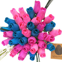 3 Color Spring Wooden Rose Flower Bouquet - The Original Wooden Rose