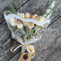 50 Year Anniversary Gold and White Wooden Rose Flower Bouquet - The Original Wooden Rose