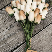 50 Year Anniversary Gold and White Wooden Rose Flower Bouquet - The Original Wooden Rose