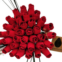 All Red Wooden Rose Flower Bouquet - The Original Wooden Rose