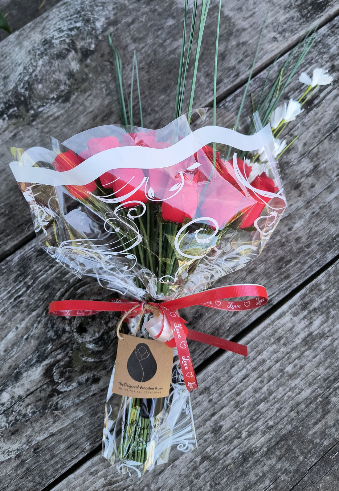 All Red Wooden Rose Flower Bouquet - The Original Wooden Rose