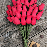 All Red Wooden Rose Flower Bouquet - The Original Wooden Rose