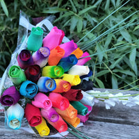 Vibrant Assorted Colors Wooden Rose Flower Bouquet - The Original Wooden Rose