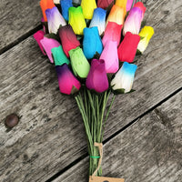 Vibrant Assorted Colors Wooden Rose Flower Bouquet - The Original Wooden Rose