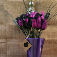 Halloween Black and Violet Wooden Rose Flower Bouquet - The Original Wooden Rose