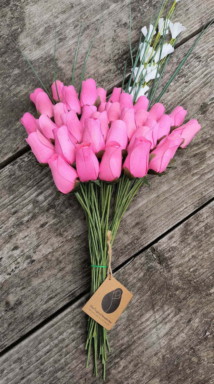 Breast Cancer Awareness All Pink Wooden Rose Bouquet - The Original Wooden Rose