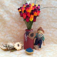 Dark Fall Harvest Colors. Yellows, Oranges, Reds Wooden Rose Flower Bouquet - The Original Wooden Rose