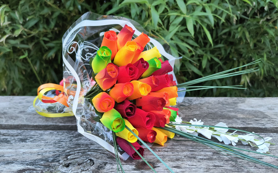 Fall Harvest Flower Bouquet - The Original Wooden Rose