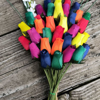 Gay Pride Rainbow of Wooden Roses Flower Bouquet - The Original Wooden Rose