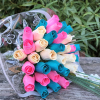 Gender Reveal Wooden Rose Flower Bouquet - The Original Wooden Rose