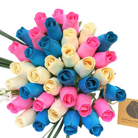 Gender Reveal Wooden Rose Flower Bouquet - The Original Wooden Rose