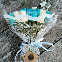 It's A Boy Light Blue and White Wooden Rose Flower Bouquet - The Original Wooden Rose