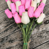 It's A Girl Light Pink, and White Wooden Rose Flower Bouquet - The Original Wooden Rose