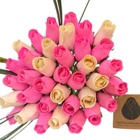 It's A Girl Light Pink, and White Wooden Rose Flower Bouquet - The Original Wooden Rose