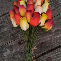 Fall Sunrise Light Fall Colors Wooden Rose Flower Bouquet - The Original Wooden Rose