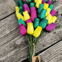 Mardi Gras Wooden Rose Flower Bouquet - The Original Wooden Rose