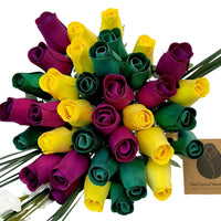 Mardi Gras Wooden Rose Flower Bouquet - The Original Wooden Rose