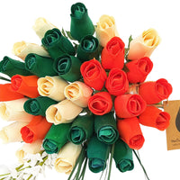 Irish Flag Saint Patty Day Wooden Rose Flower Bouquet - The Original Wooden Rose