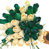 Saint Patrick's Day Green and White Wooden Rose Flower Bouquet - The Original Wooden Rose