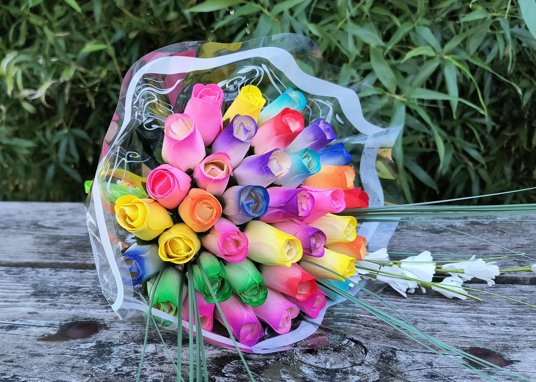 Spring Easter Wooden Rose Flower Bouquet - The Original Wooden Rose