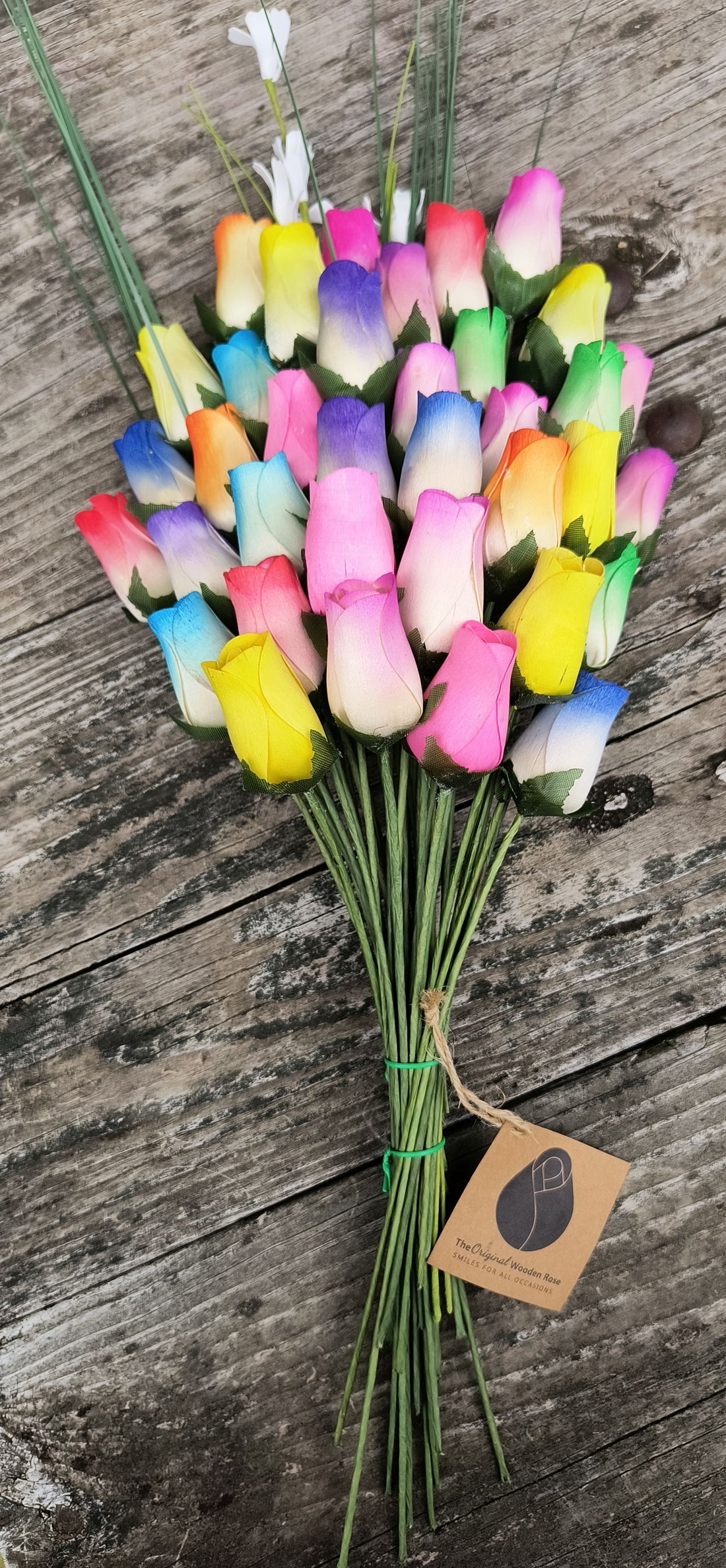 Spring Easter Wooden Rose Flower Bouquet - The Original Wooden Rose