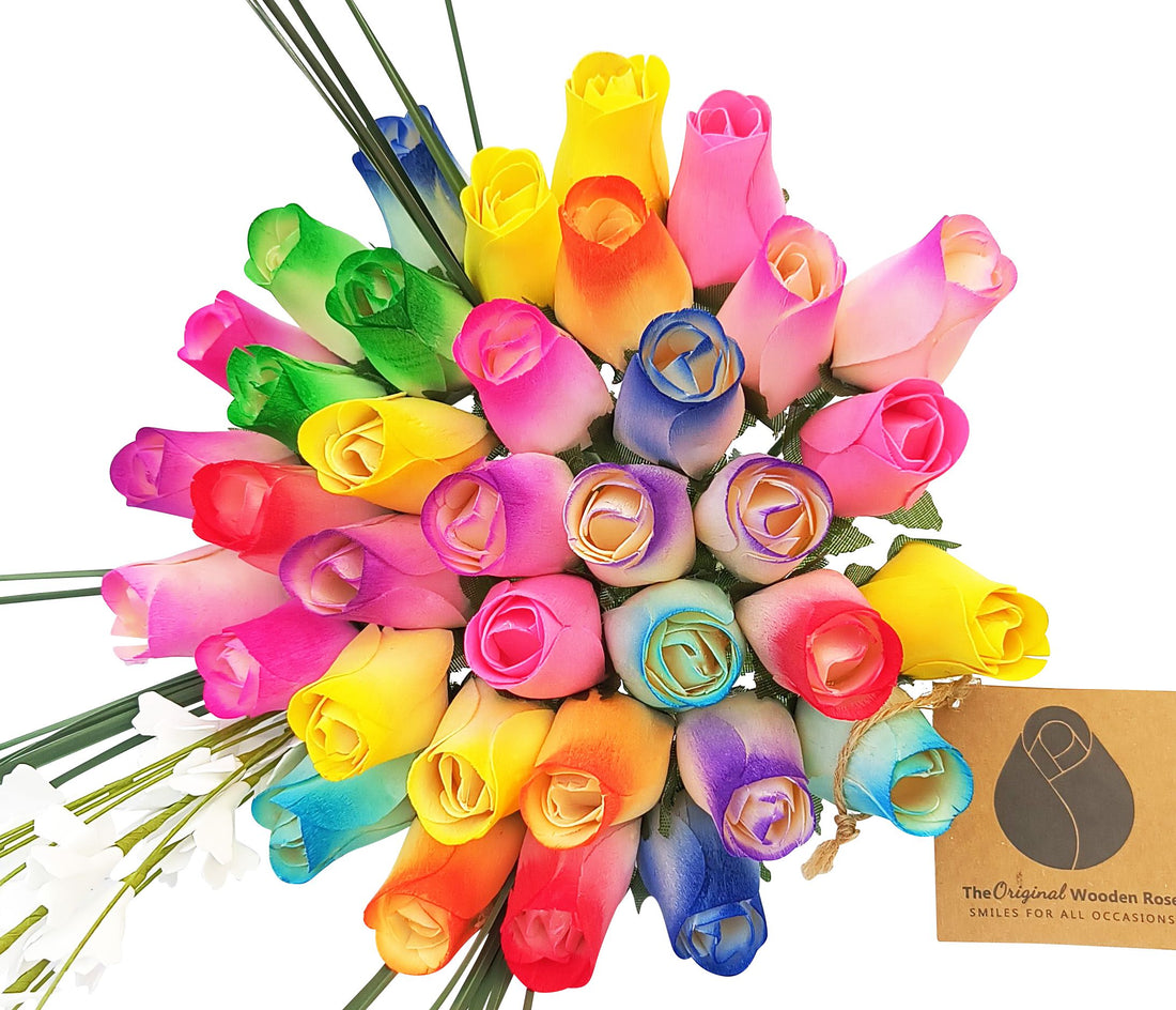 Spring Easter Wooden Rose Flower Bouquet - The Original Wooden Rose