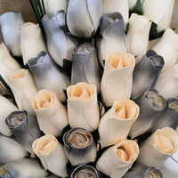 25 Year Anniversary Silver and White Wooden Rose Flower Bouquet - The Original Wooden Rose