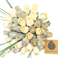 25 Year Anniversary Silver and White Wooden Rose Flower Bouquet - The Original Wooden Rose