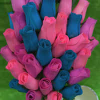 3 Color Spring Wooden Rose Flower Bouquet - The Original Wooden Rose