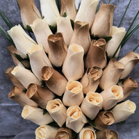 50 Year Anniversary Gold and White Wooden Rose Flower Bouquet - The Original Wooden Rose