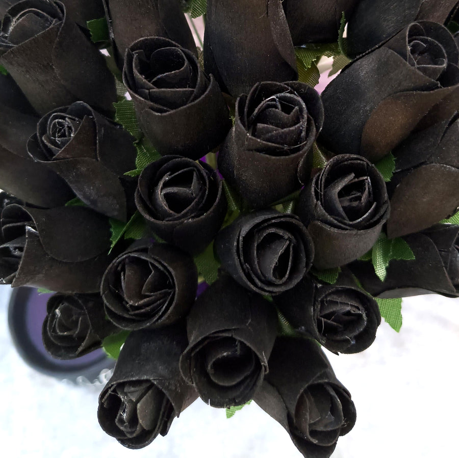 Halloween all Black Wooden Rose Flower Bouquet - The Original Wooden Rose